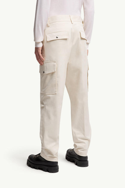 Moncler Cotton Gabardine Cargo Pants White Ivory White Ivory