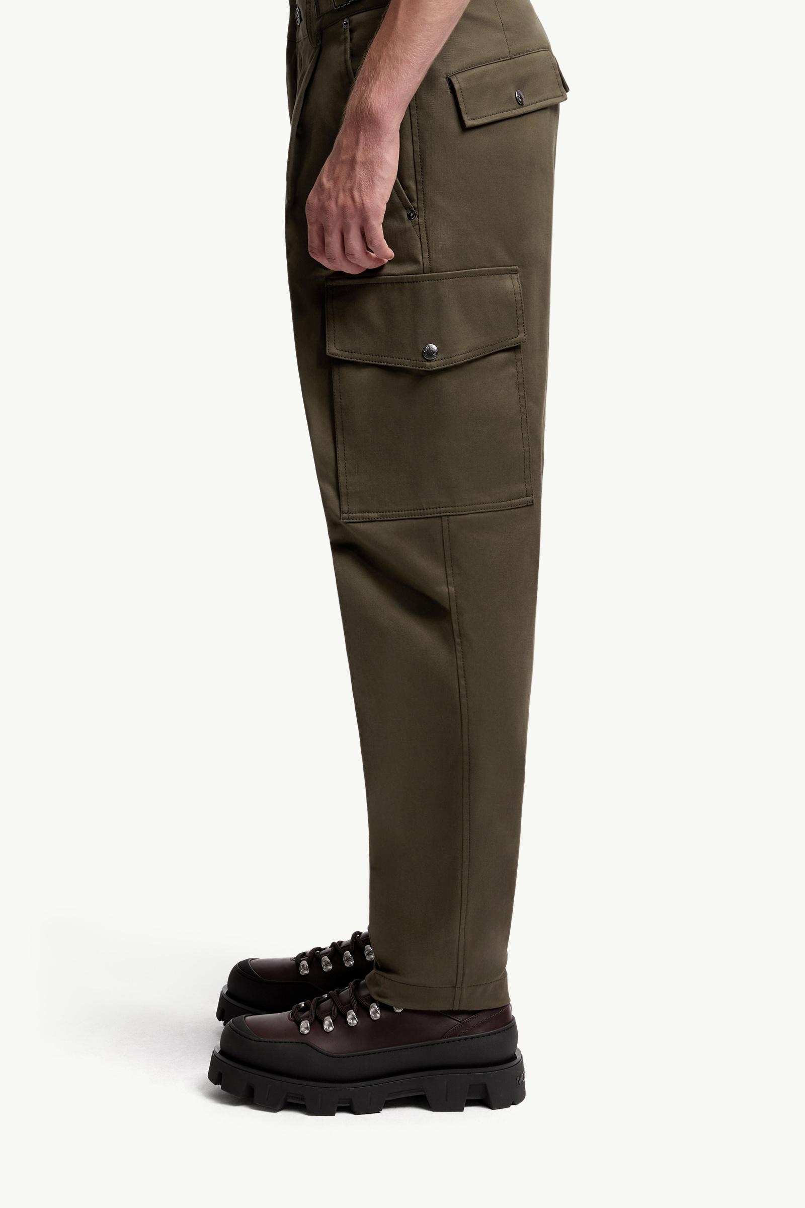 Moncler Cotton Gabardine Cargo Pants Olive Green Olive Green