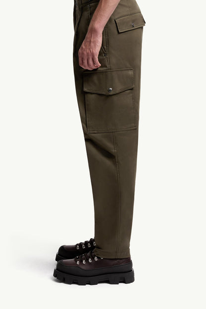 Moncler Cotton Gabardine Cargo Pants Olive Green Olive Green
