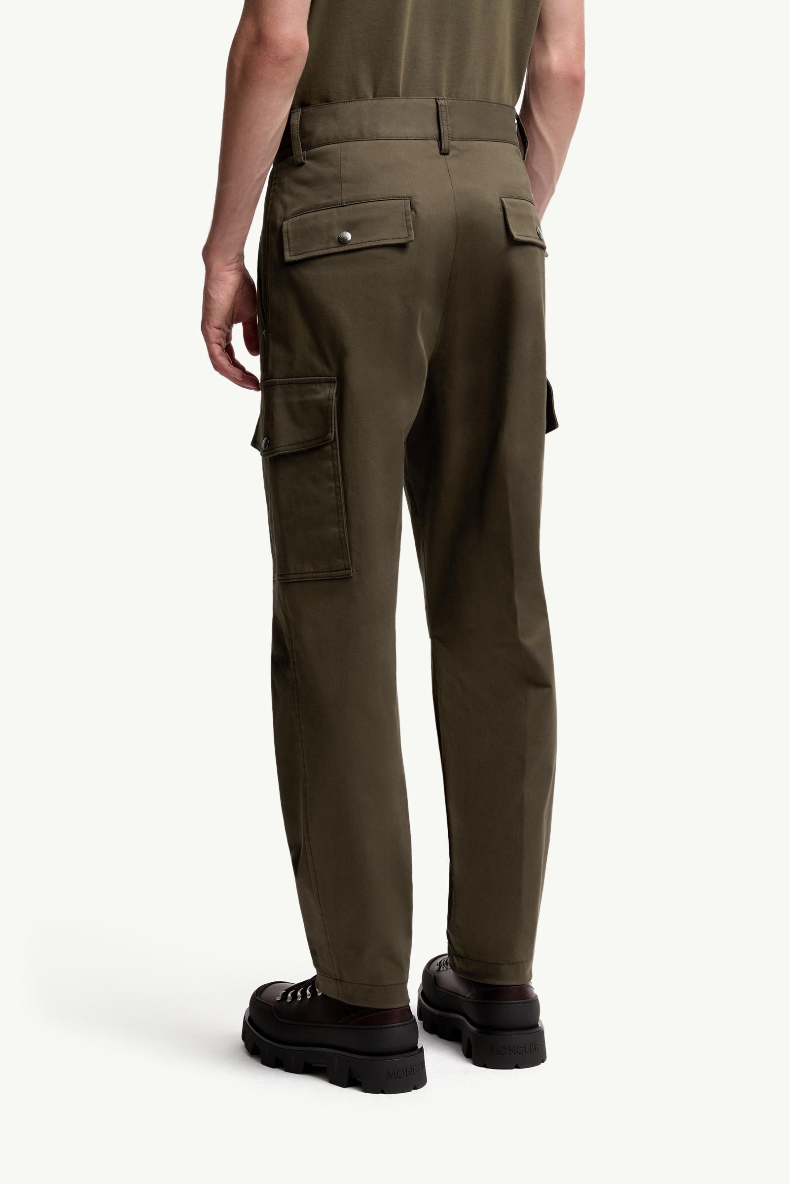 Moncler Cotton Gabardine Cargo Pants Olive Green Olive Green