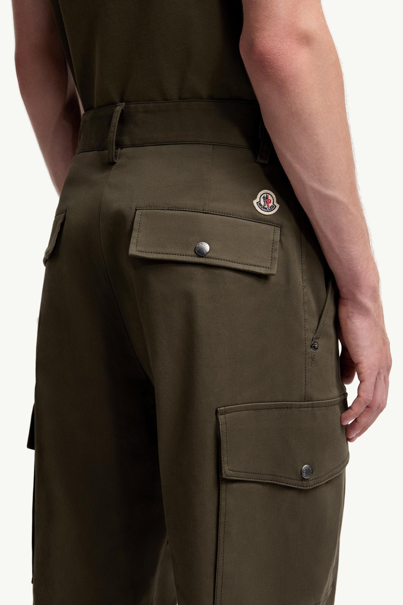 Moncler Cotton Gabardine Cargo Pants Olive Green Olive Green