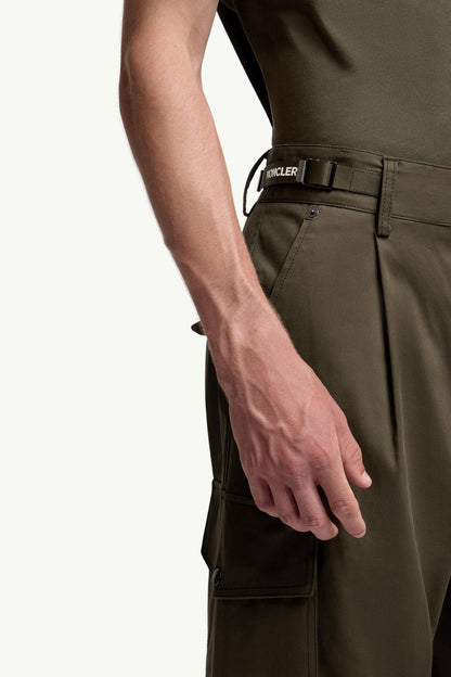 Moncler Cotton Gabardine Cargo Pants Olive Green Olive Green