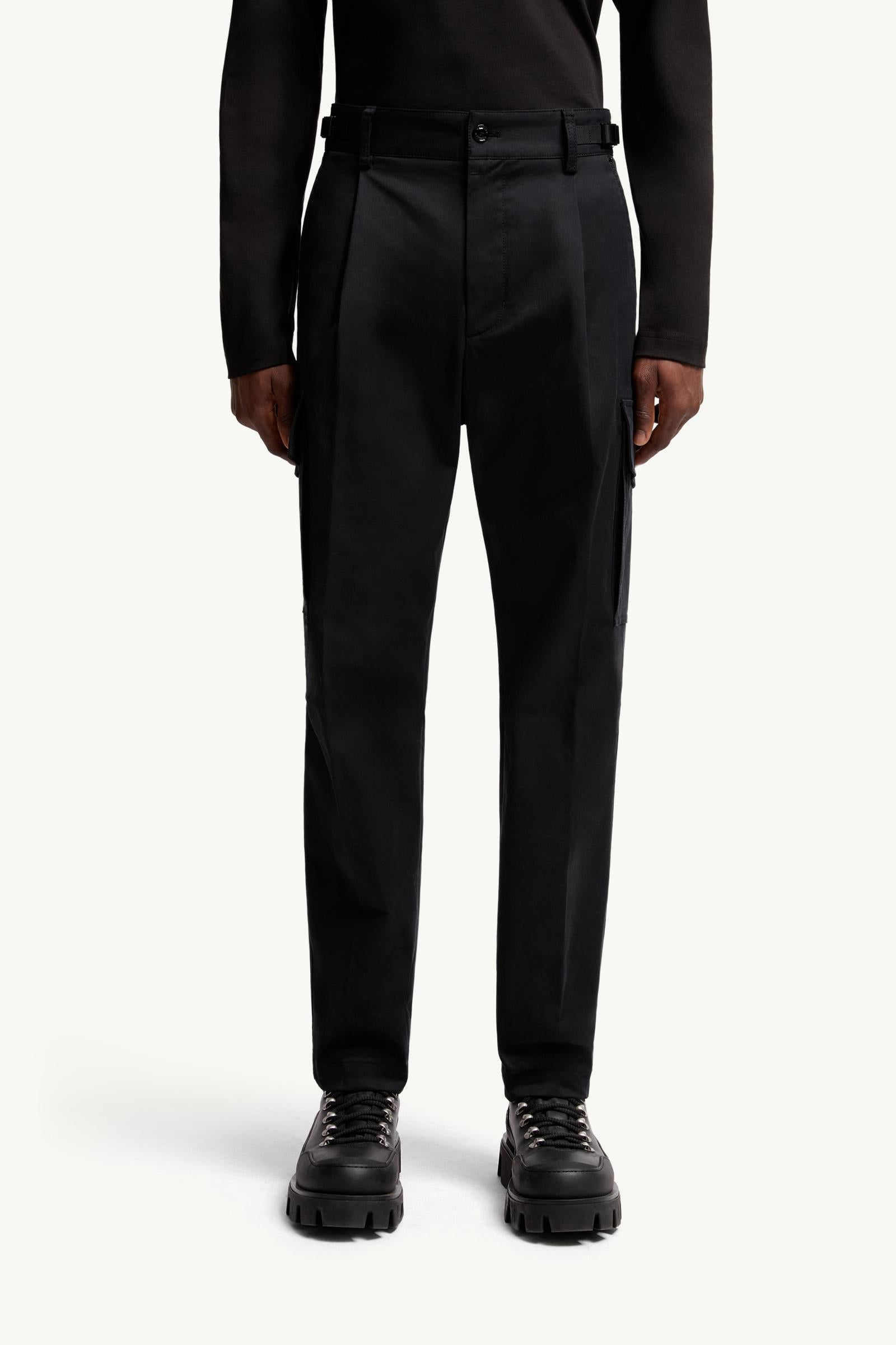 Moncler Cotton Gabardine Cargo Pants Black Black
