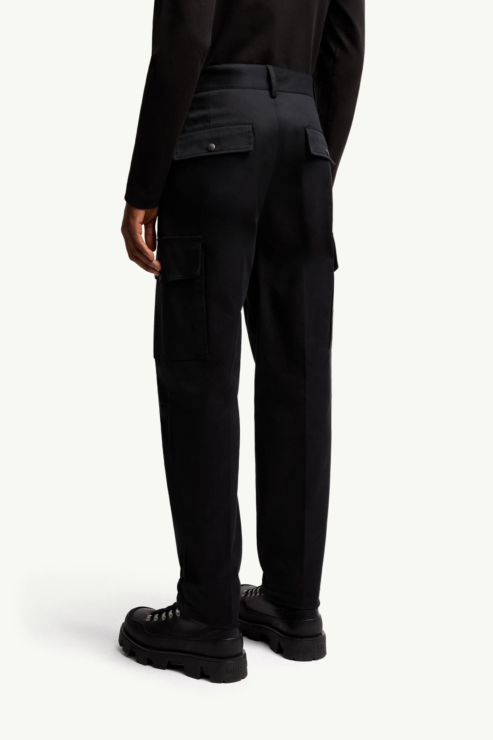 Moncler Cotton Gabardine Cargo Pants Black Black