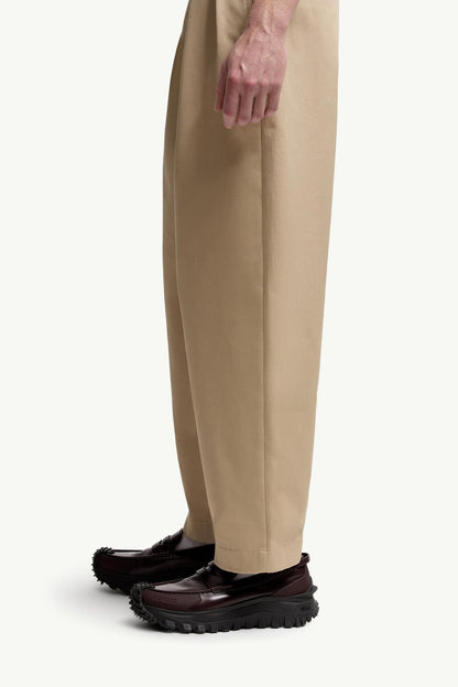 Moncler Cotton Gabardine Pants Beige Beige