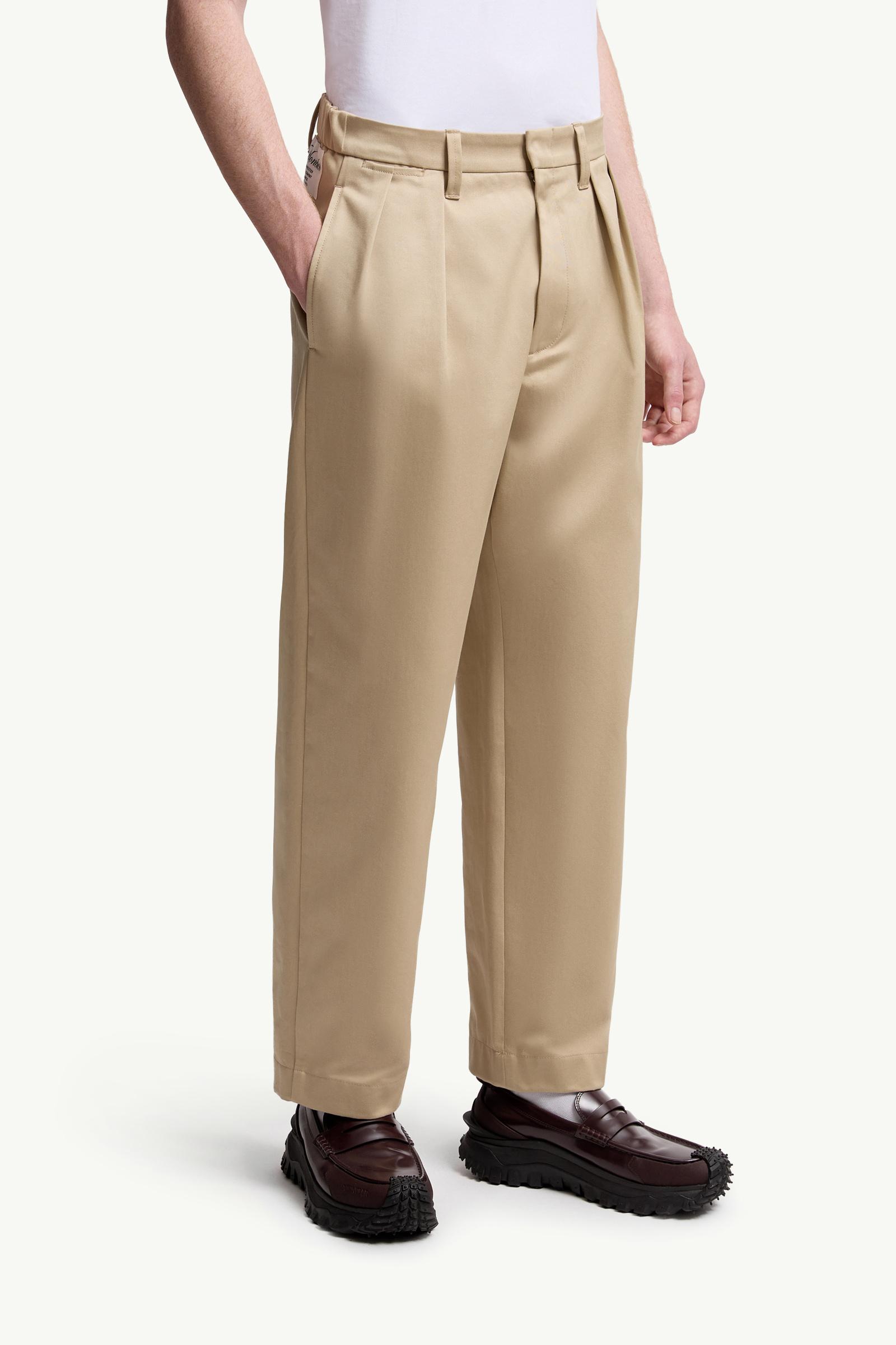 Moncler Cotton Gabardine Pants Beige Beige