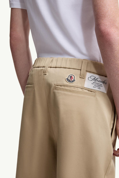 Moncler Cotton Gabardine Pants Beige Beige