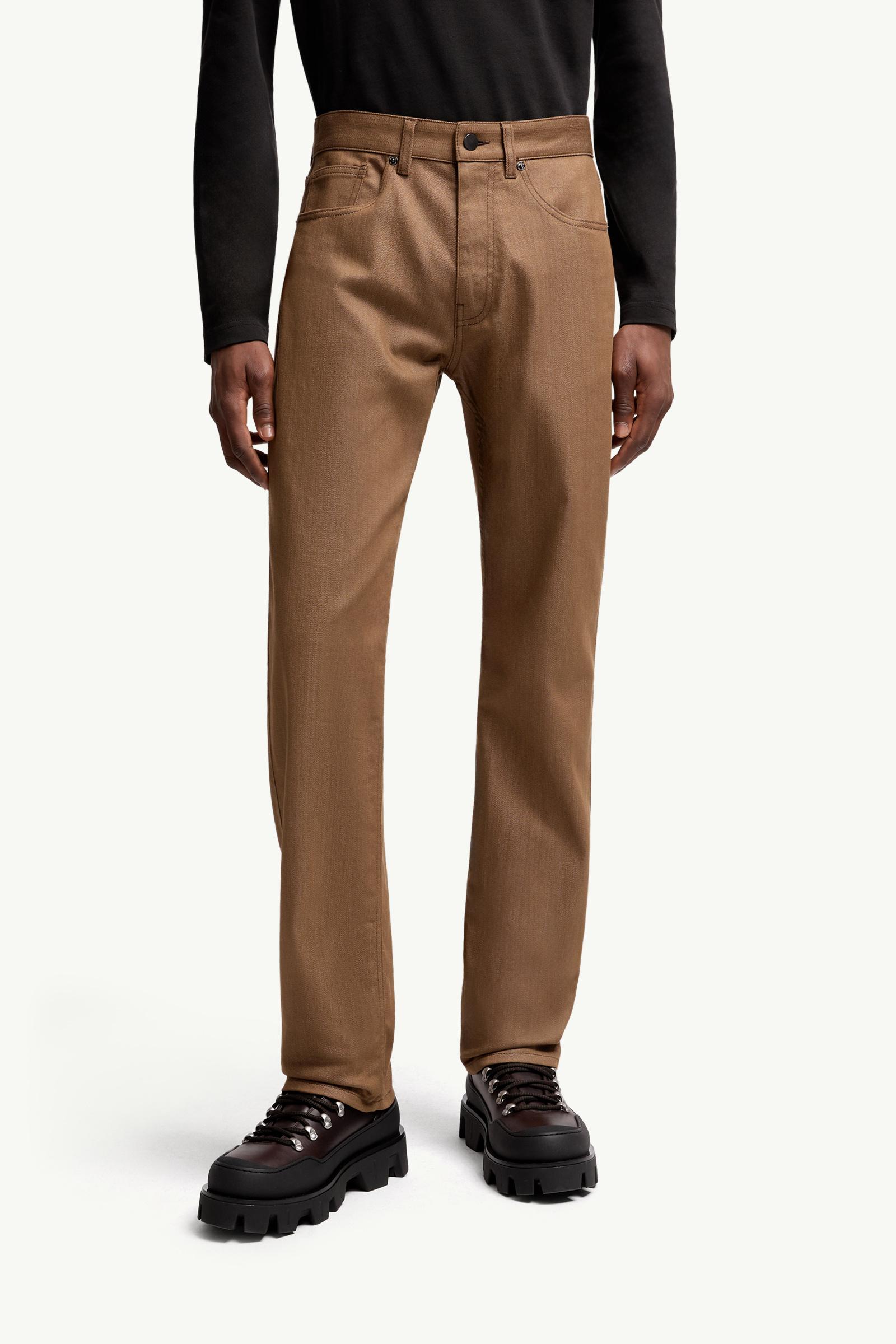 Moncler Straight Leg Denim Jeans Beige Beige