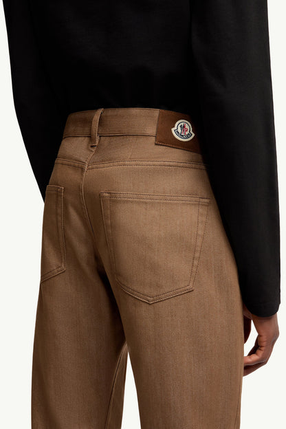 Moncler Straight Leg Denim Jeans Beige Beige
