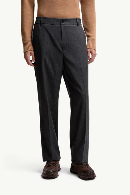 Moncler Wool Flannel Tailored Pants Grey Grey