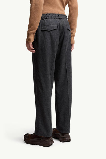 Moncler Wool Flannel Tailored Pants Grey Grey