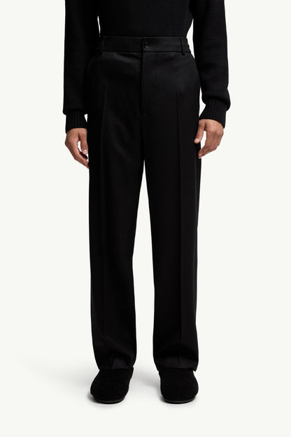 Moncler Wool Flannel Tailored Pants Black Black