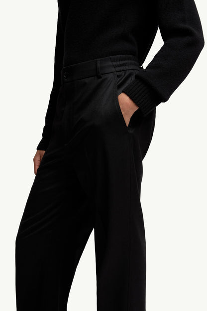 Moncler Wool Flannel Tailored Pants Black Black