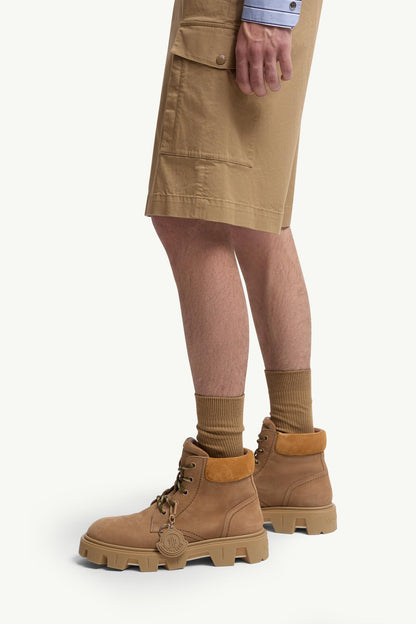 Moncler Cotton Gabardine Cargo Shorts Beige Beige