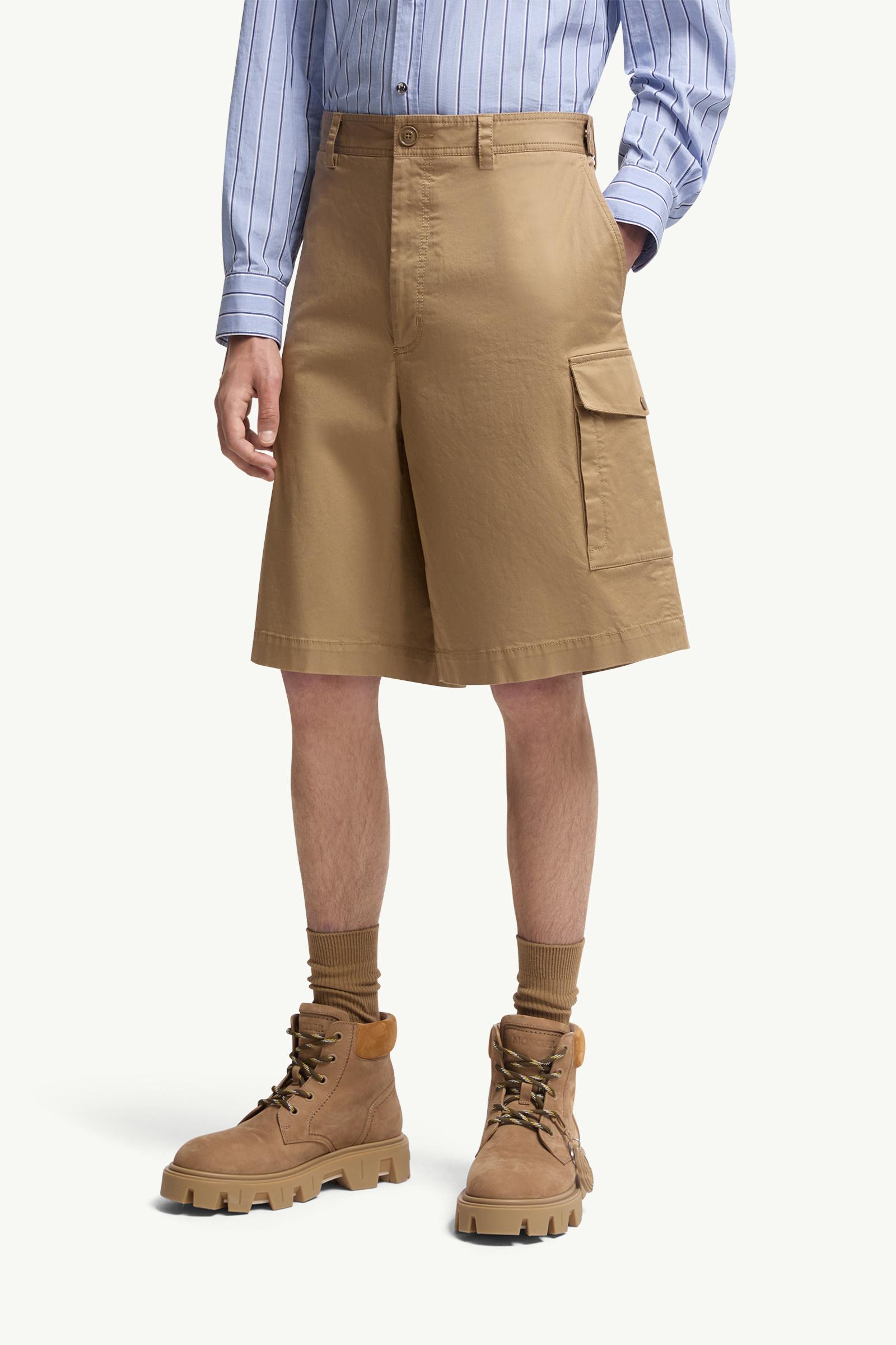 Moncler Cotton Gabardine Cargo Shorts Beige Beige