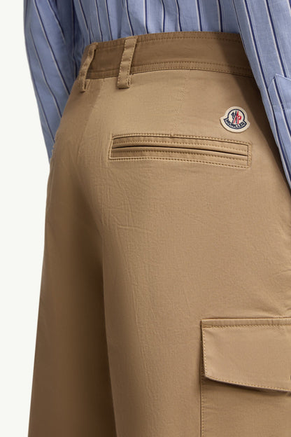 Moncler Cotton Gabardine Cargo Shorts Beige Beige