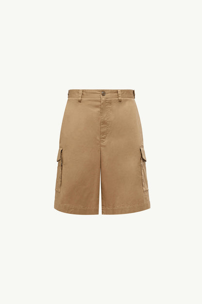 Moncler Cotton Gabardine Cargo Shorts Beige Beige