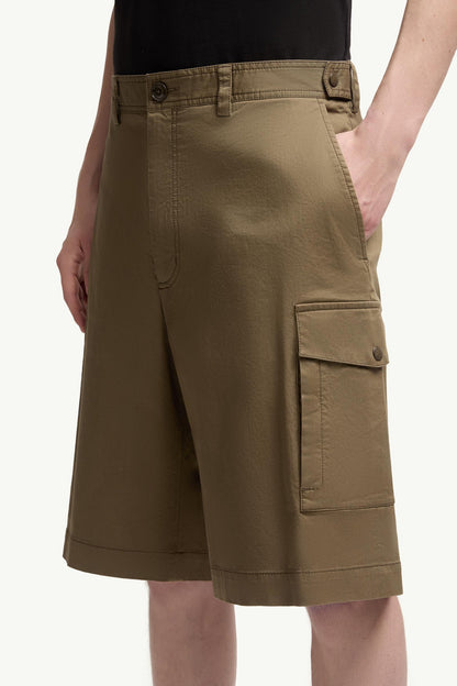 Moncler Cotton Gabardine Cargo Shorts Olive Green Olive Green