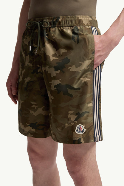 Moncler Printed Swim Shorts Green & Brown Green & Brown