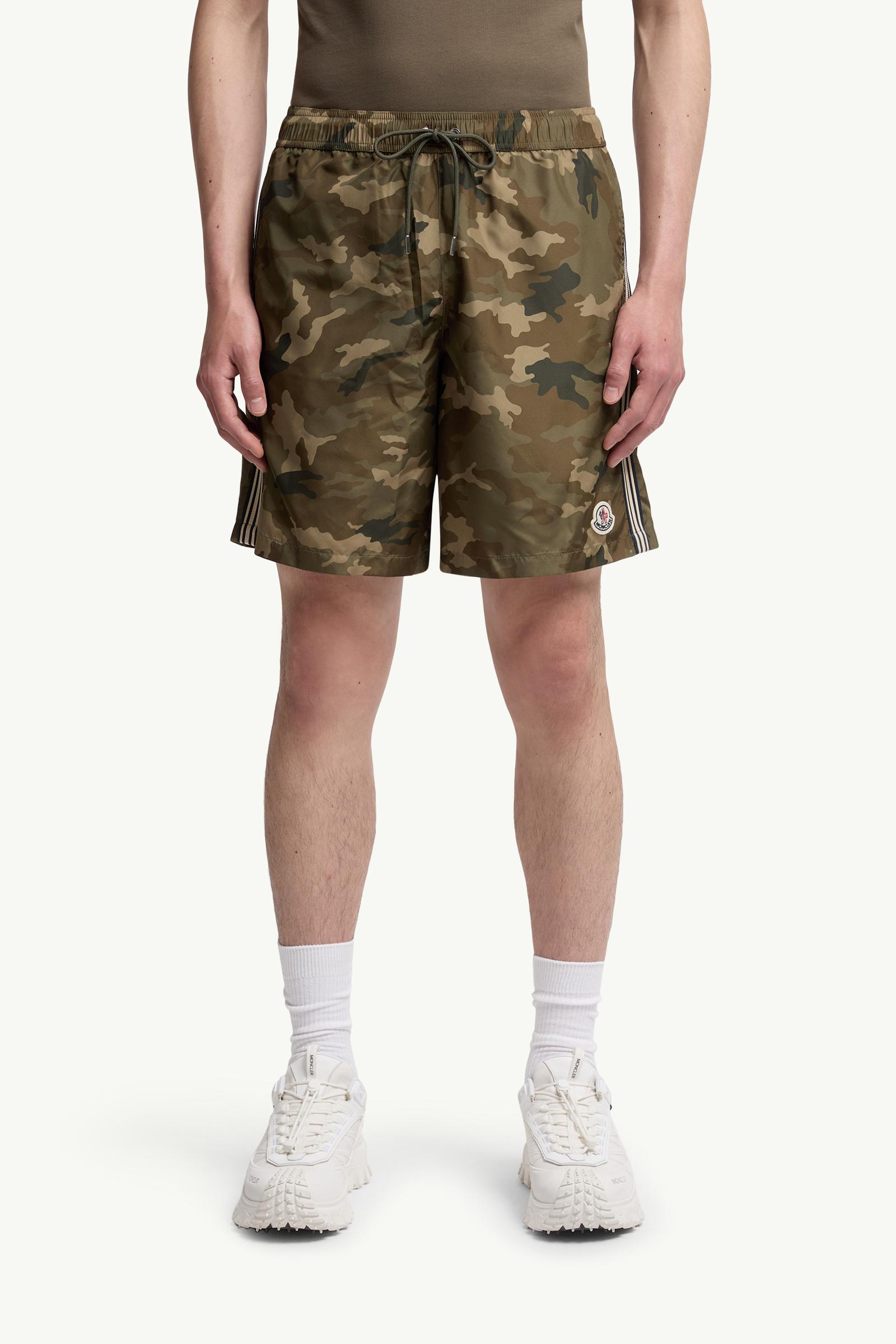 Moncler Printed Swim Shorts Green & Brown Green & Brown