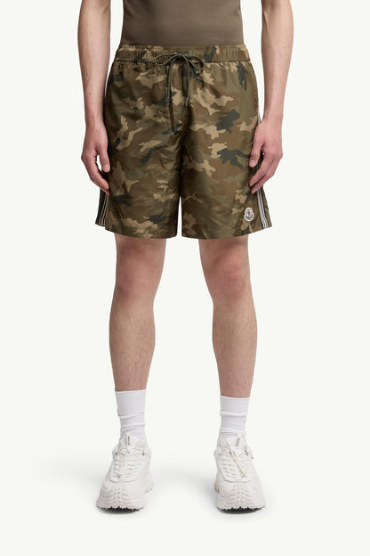 Moncler Printed Swim Shorts Green & Brown Green & Brown