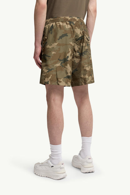 Moncler Printed Swim Shorts Green & Brown Green & Brown