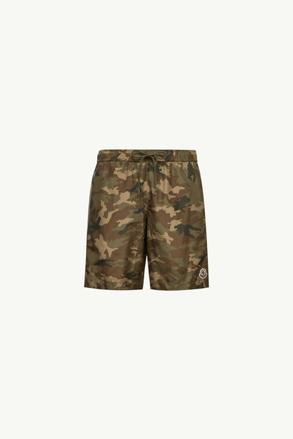 Moncler Printed Swim Shorts Green & Brown Green & Brown