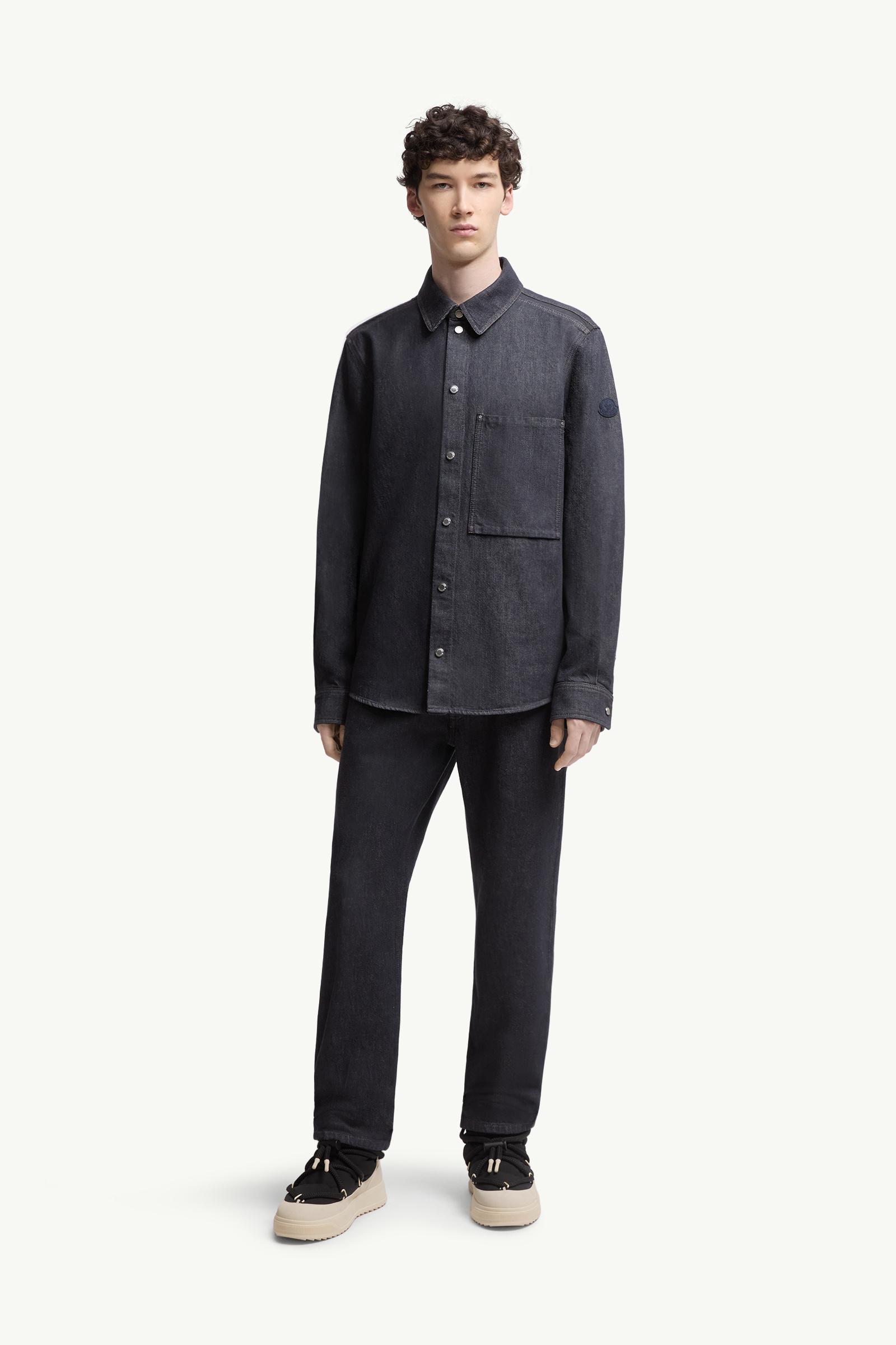 Moncler Denim Long Sleeve Shirt Denim Blue Denim Blue