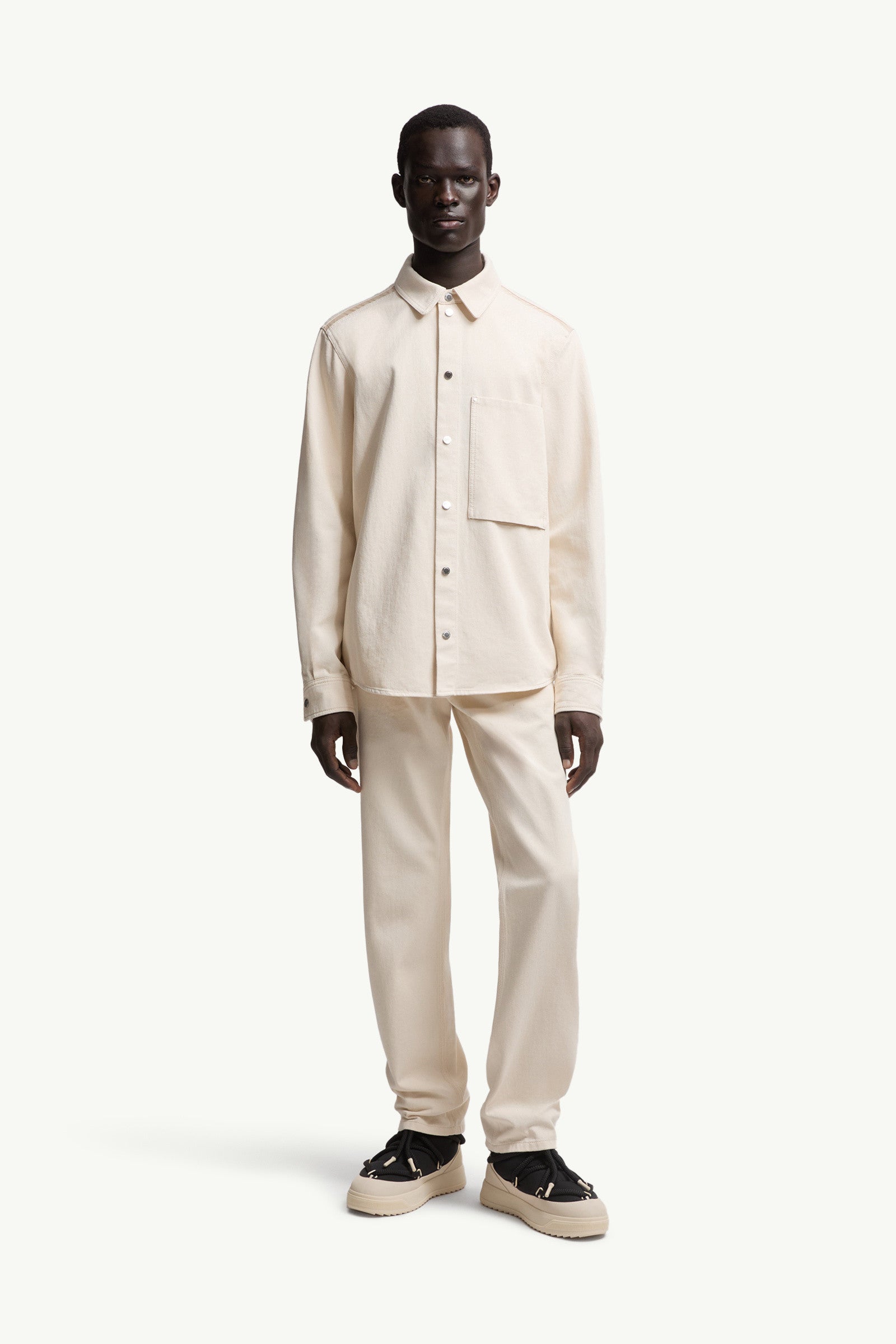 Moncler Denim Long Sleeve Shirt White Ivory White Ivory