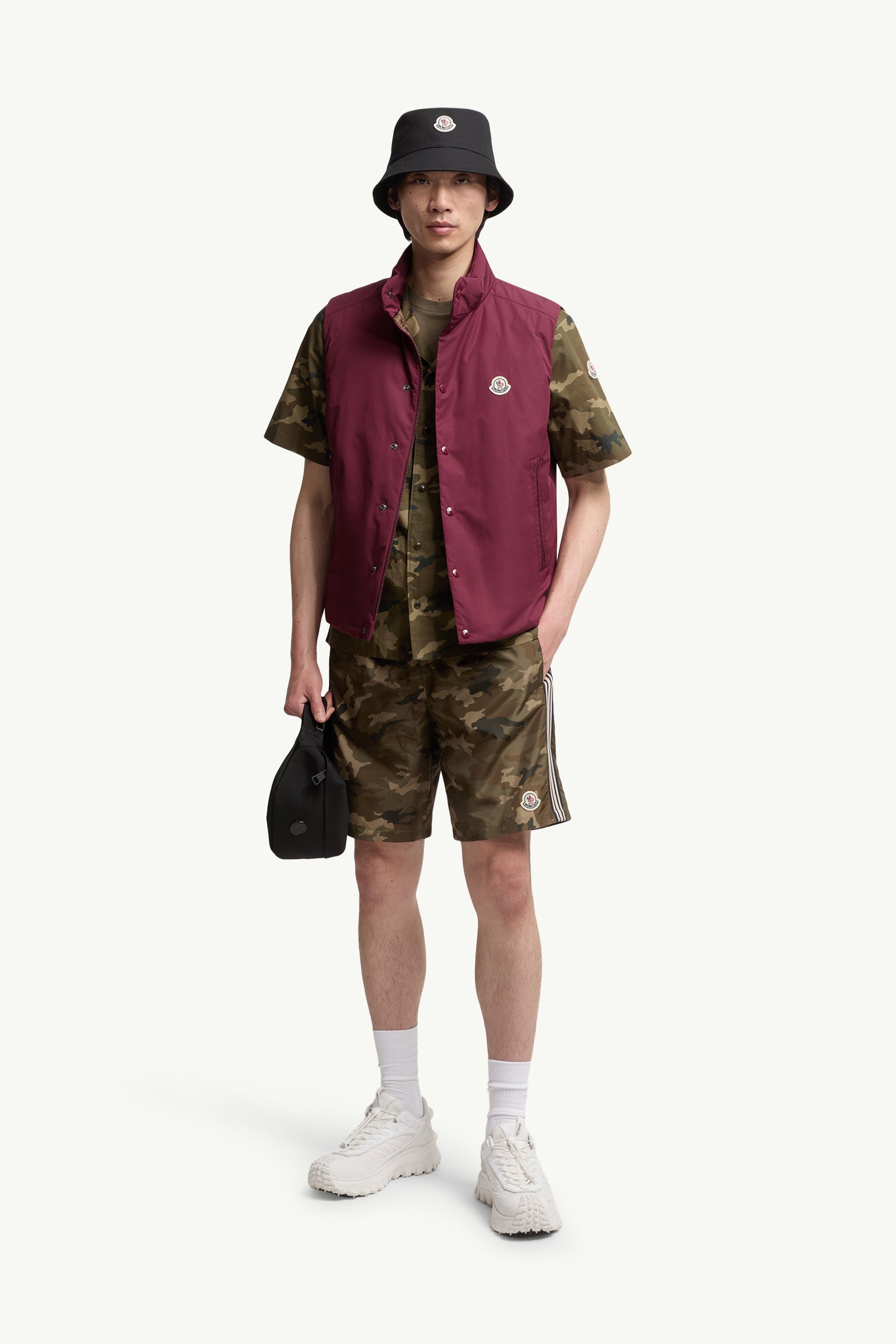 Moncler Printed Cotton Short Sleeve Shirt Green & Brown Green & Brown