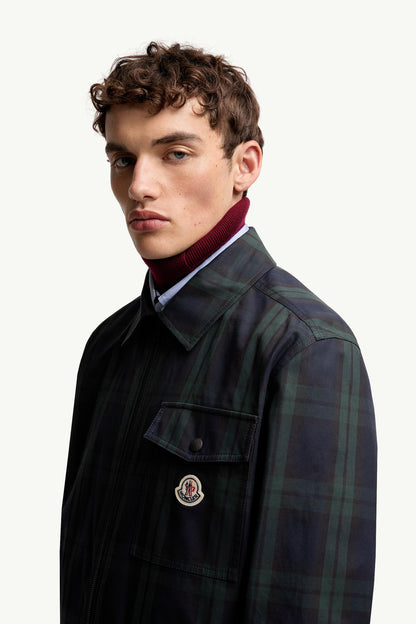 Moncler Checked Cotton Gabardine Zip-Up Shirt Jacket Black Black
