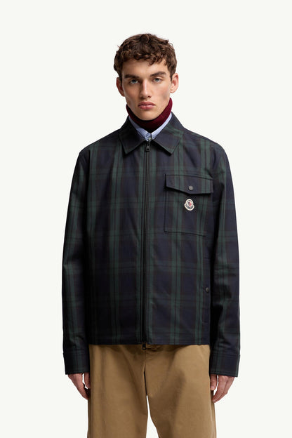 Moncler Checked Cotton Gabardine Zip-Up Shirt Jacket Black Black