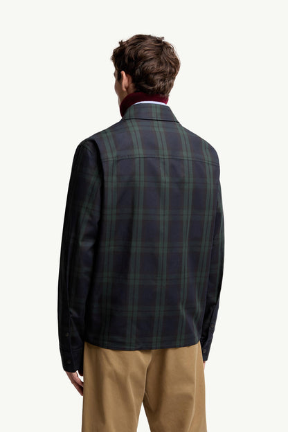Moncler Checked Cotton Gabardine Zip-Up Shirt Jacket Black Black