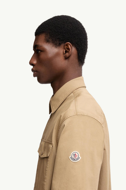 Moncler Cotton Gabardine Short Sleeve Shirt Beige Beige