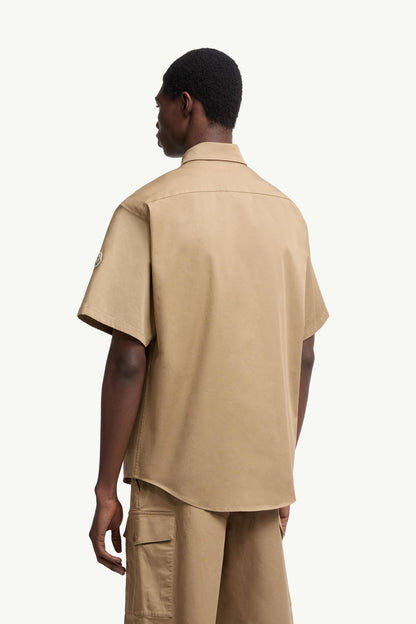 Moncler Cotton Gabardine Short Sleeve Shirt Beige Beige