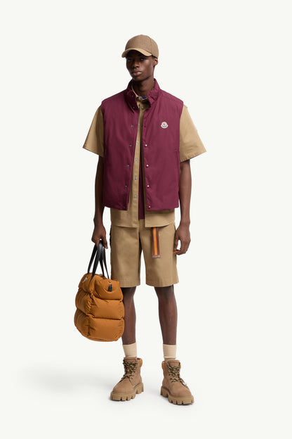 Moncler Cotton Gabardine Short Sleeve Shirt Beige Beige