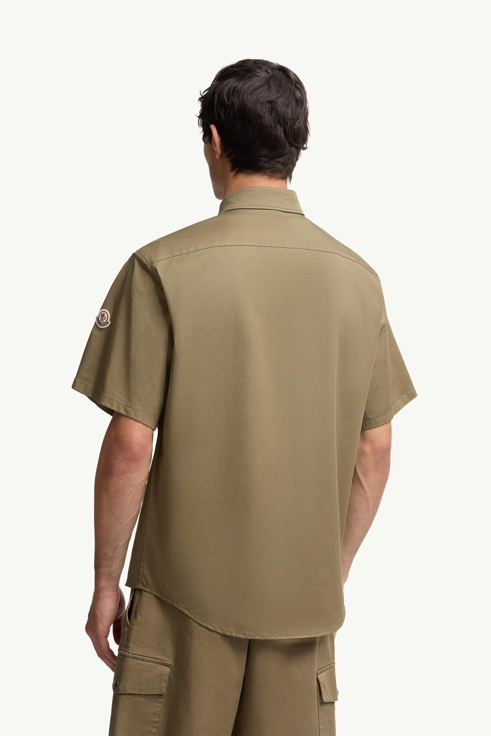 Moncler Cotton Gabardine Short Sleeve Shirt Olive Green Olive Green