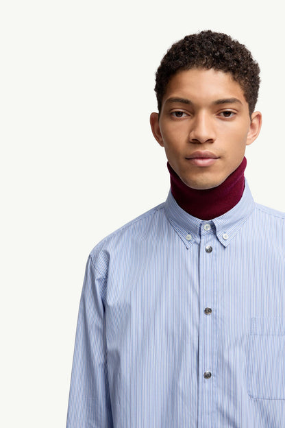 Moncler Striped Oxford Cotton Long Sleeve Shirt Light Blue Light Blue