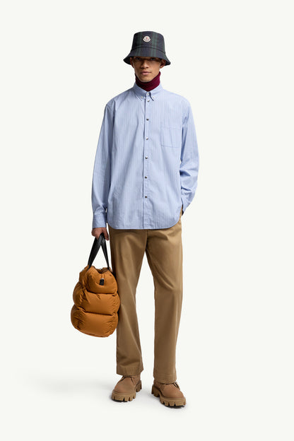 Moncler Striped Oxford Cotton Long Sleeve Shirt Light Blue Light Blue