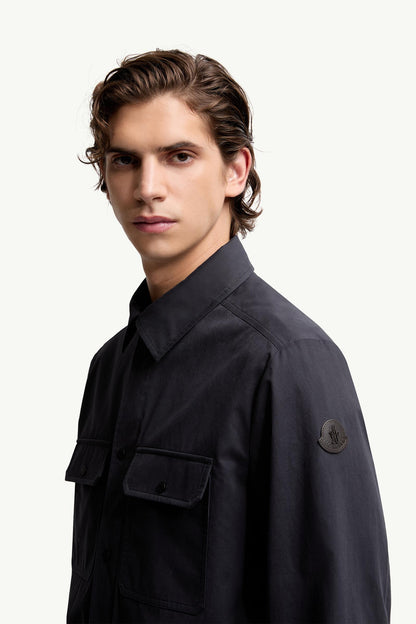 Moncler Cotton Gabardine Long Sleeve Shirt Navy Blue Navy Blue