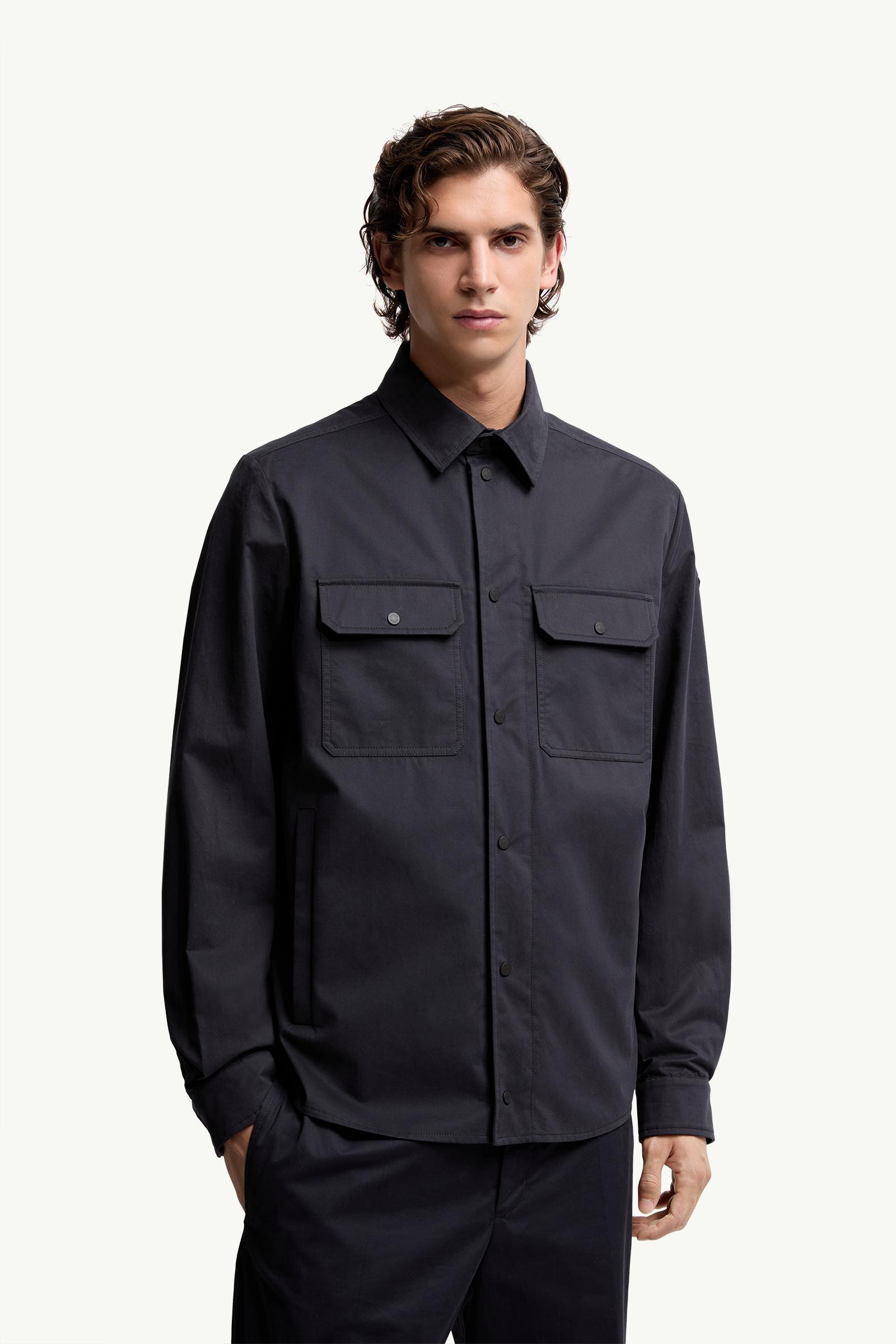 Moncler Cotton Gabardine Long Sleeve Shirt Navy Blue Navy Blue