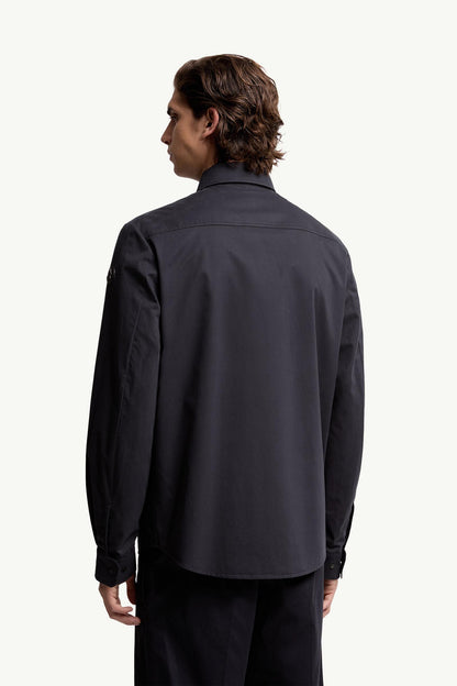 Moncler Cotton Gabardine Long Sleeve Shirt Navy Blue Navy Blue