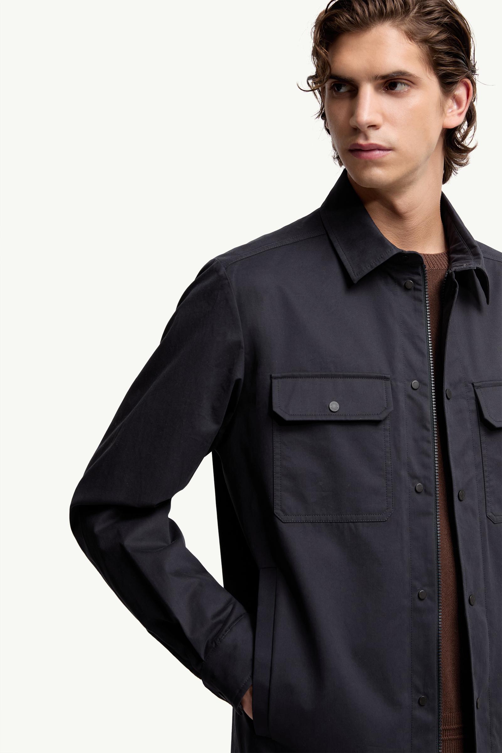 Moncler Cotton Gabardine Long Sleeve Shirt Navy Blue Navy Blue