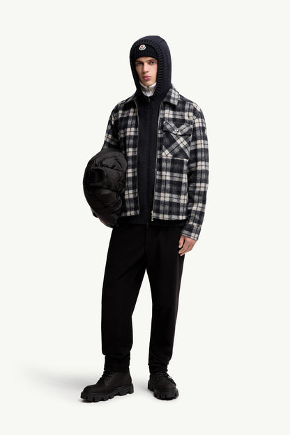 Moncler Tartan Zip-Up Shirt Jacket White & Blue White & Blue