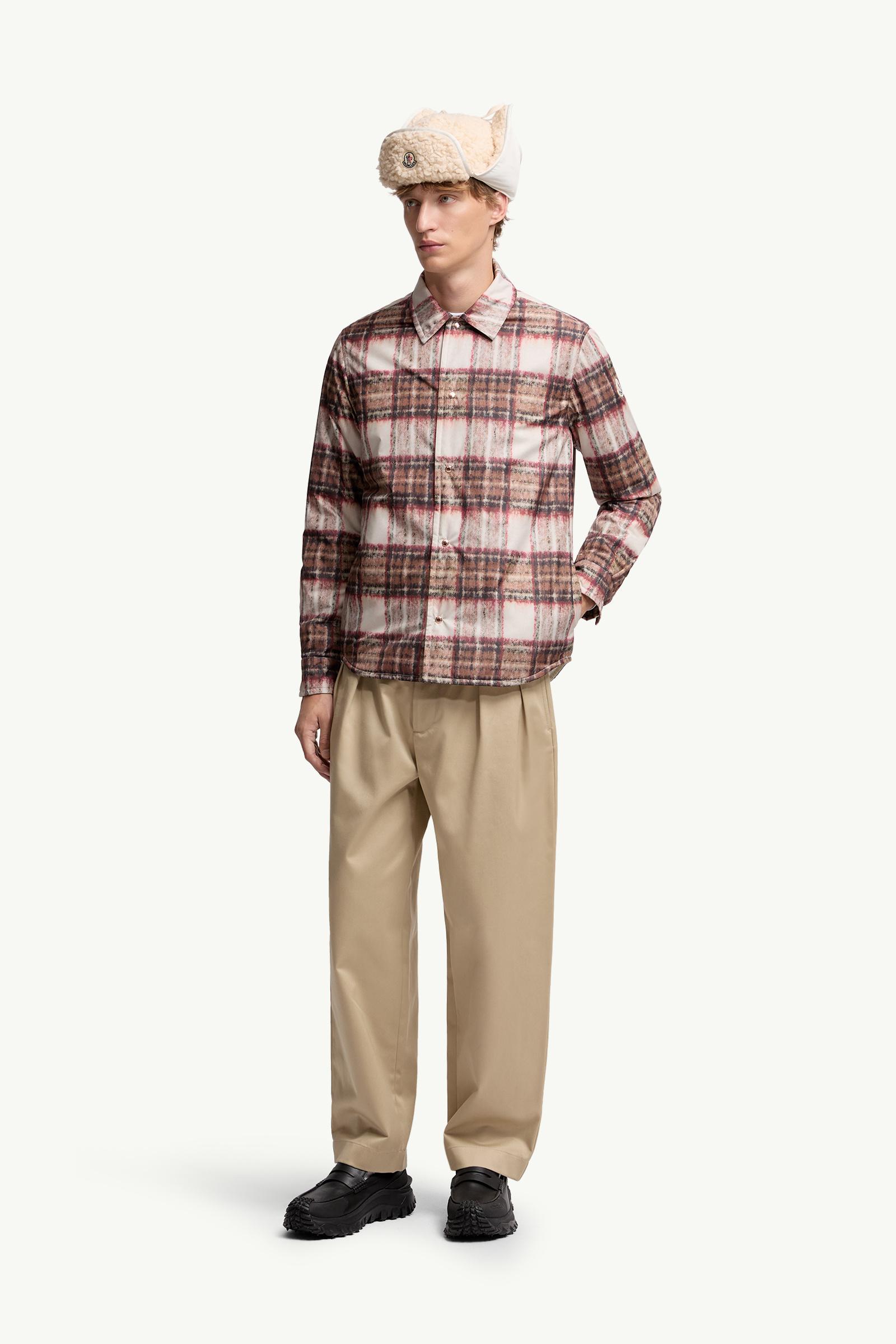 Moncler Check Padded Shirt Jacket Beige & Pink Beige & Pink