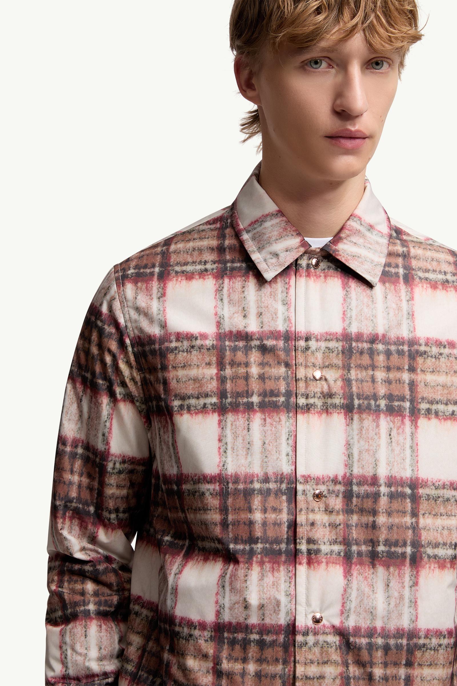 Moncler Check Padded Shirt Jacket Beige & Pink Beige & Pink