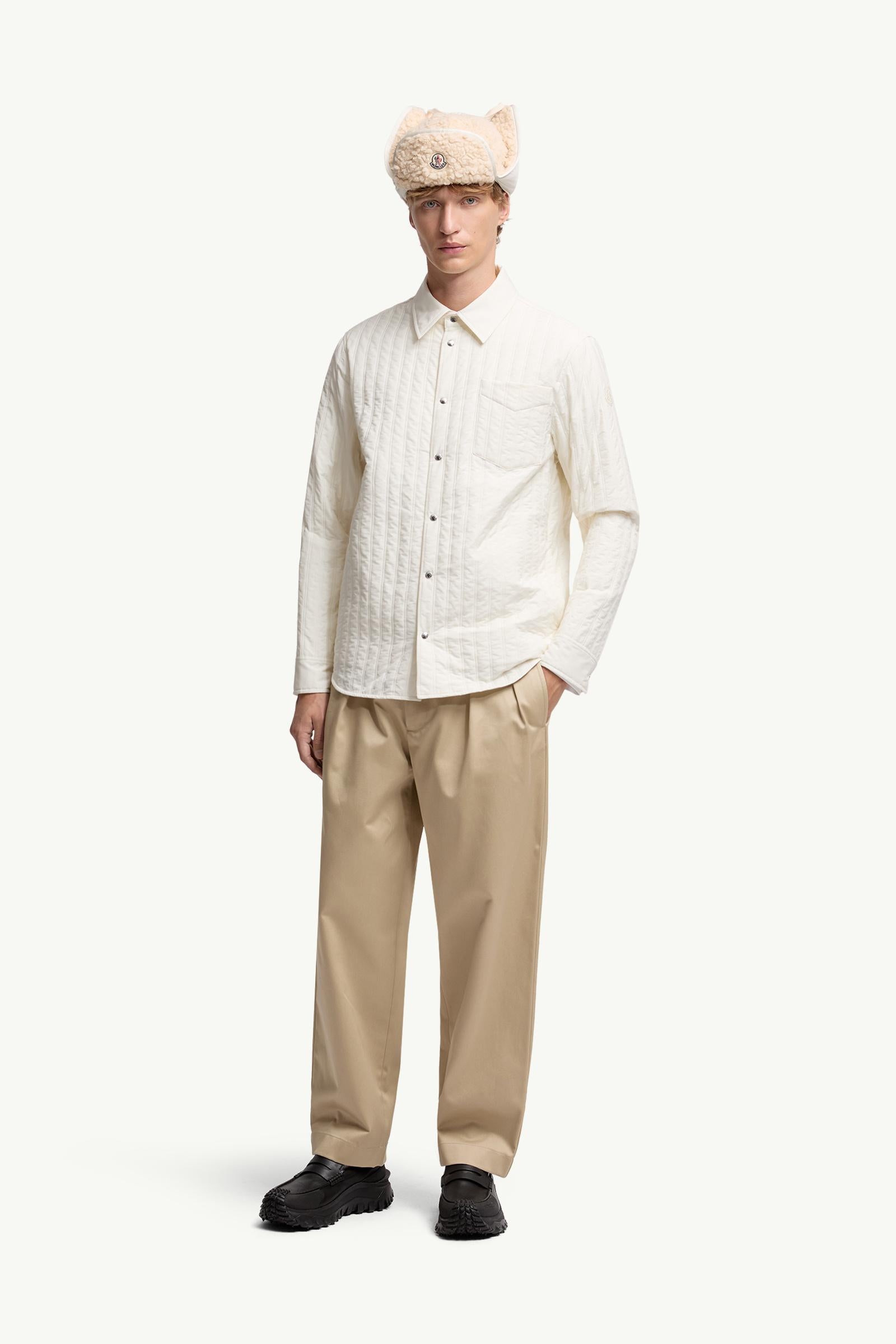 Moncler Vertical-Quilted Padded Shirt Jacket White Ivory White Ivory