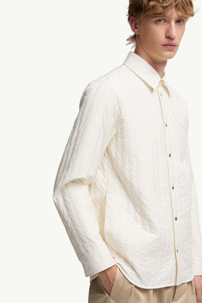 Moncler Vertical-Quilted Padded Shirt Jacket White Ivory White Ivory
