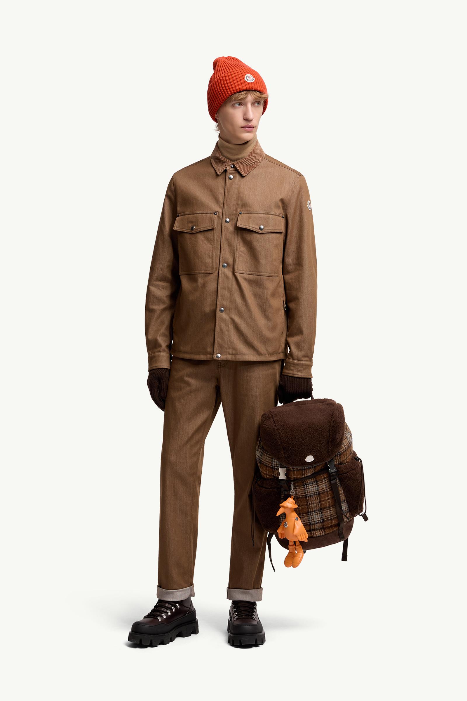 Moncler Denim Corduroy-Trimmed Shirt Jacket Brown Brown