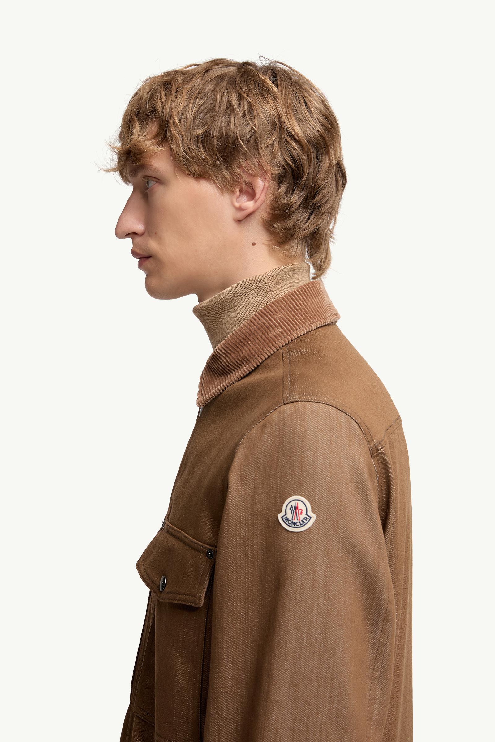 Moncler Denim Corduroy-Trimmed Shirt Jacket Brown Brown